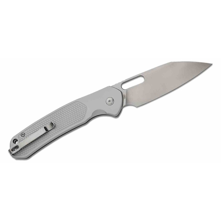 Couteau CJRB Large Pyrite-Alt Steel Lame Acier AR-SFII Manche Acier Button Lock IKBS J1925ALST - Livraison Gratuite