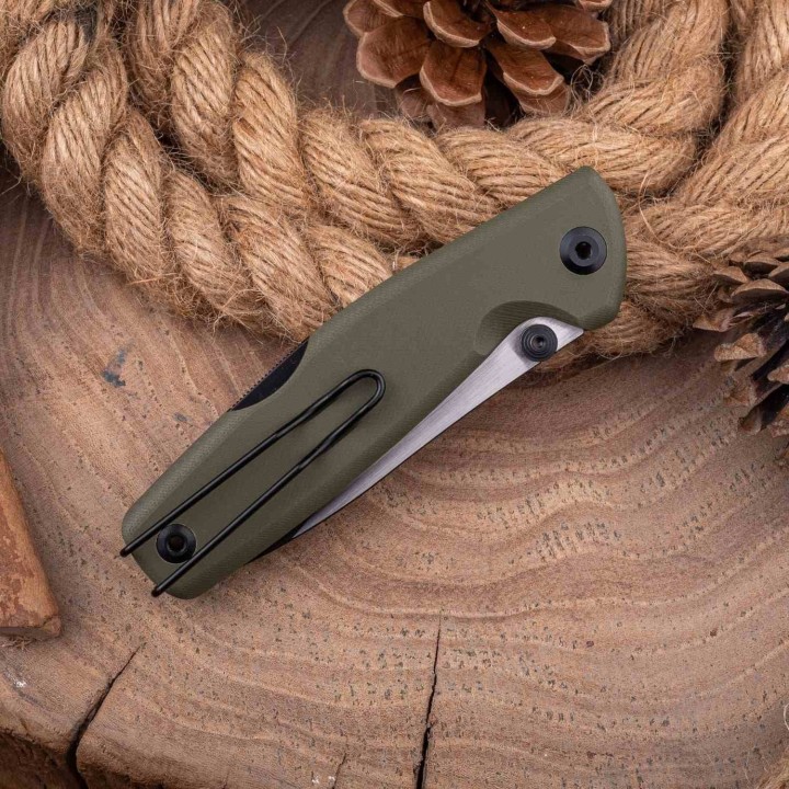Couteau Real Steel RSK Yak OD Green Lame Nessmuk Acier 14C28N Manche G10 Sécurité Lockback Clip RS7871BG - Livraison Gratuite