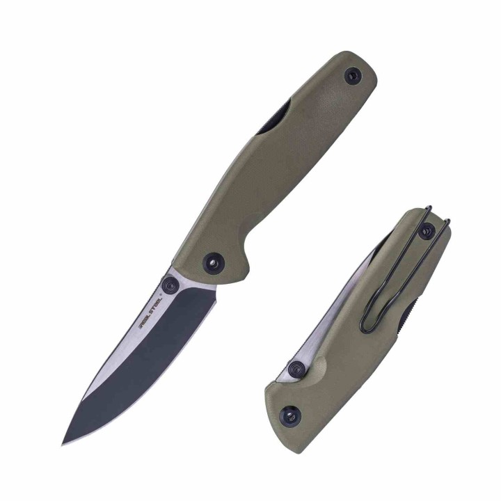 Couteau Real Steel RSK Yak OD Green Lame Nessmuk Acier 14C28N Manche G10 Sécurité Lockback Clip RS7871BG - Livraison Gratuite