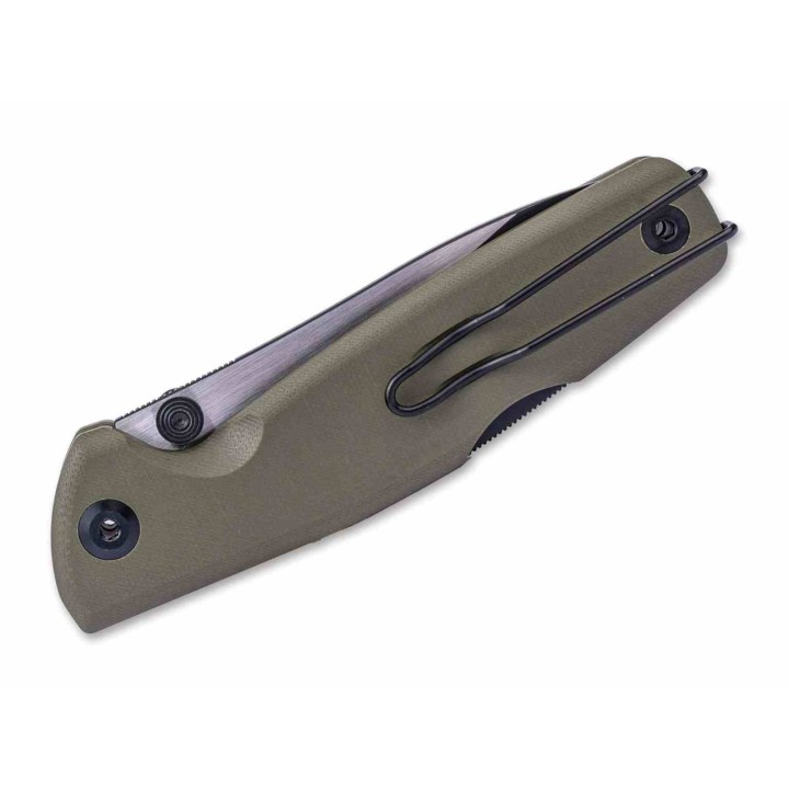 Couteau Real Steel RSK Yak OD Green Lame Nessmuk Acier 14C28N Manche G10 Sécurité Lockback Clip RS7871BG - Livraison Gratuite