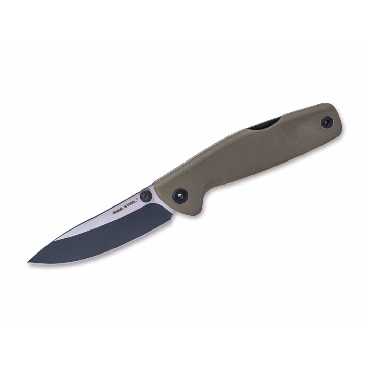 Couteau Real Steel RSK Yak OD Green Lame Nessmuk Acier 14C28N Manche G10 Sécurité Lockback Clip RS7871BG - Livraison Gratuite