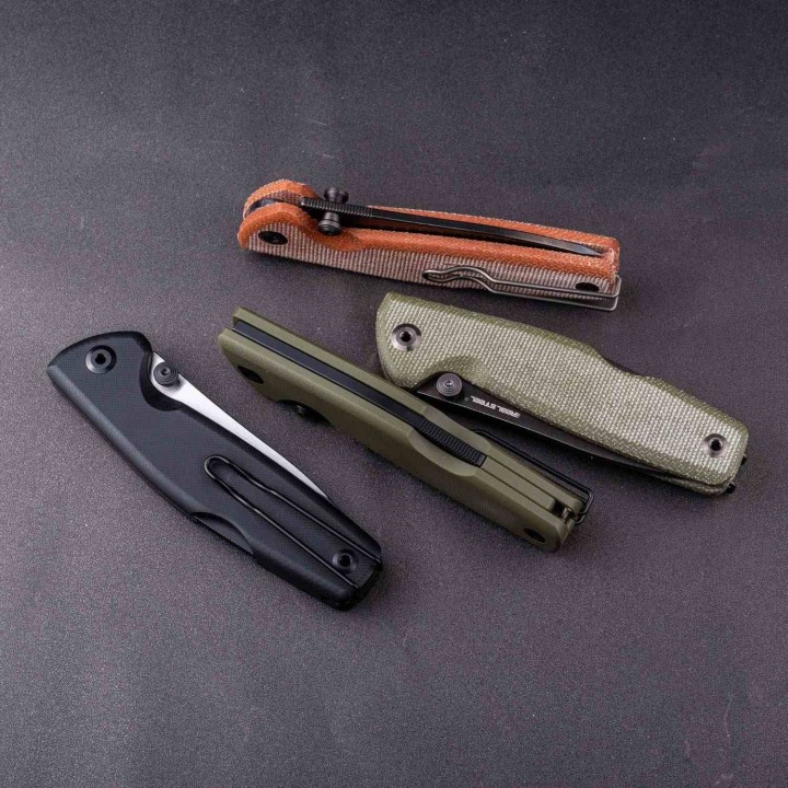 Couteau Real Steel RSK Yak Green Lame Nessmuk Acier 14C28N Manche Micarta Sécurité Lockback Clip RS7871GM - Livraison Gratuite