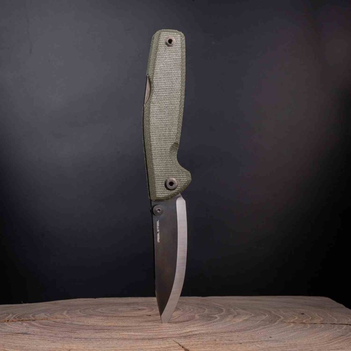 Couteau Real Steel RSK Yak Green Lame Nessmuk Acier 14C28N Manche Micarta Sécurité Lockback Clip RS7871GM - Livraison Gratuite