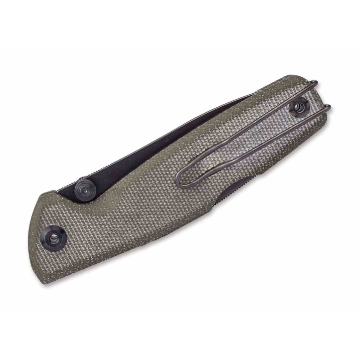 Couteau Real Steel RSK Yak Green Lame Nessmuk Acier 14C28N Manche Micarta Sécurité Lockback Clip RS7871GM - Livraison Gratuite