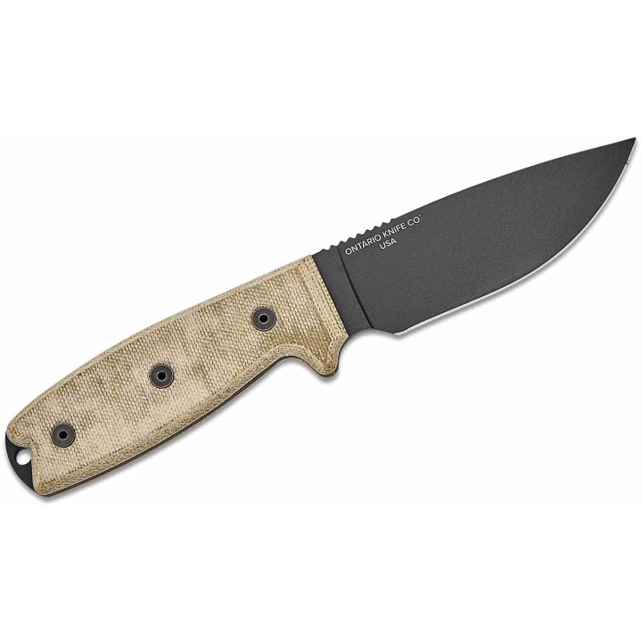 Couteau Ontario RAT-3 Lame Drop Point Acier 1075 Carbon Manche Micarta Etui Nylon USA ON8630 - Livraison Gratuite