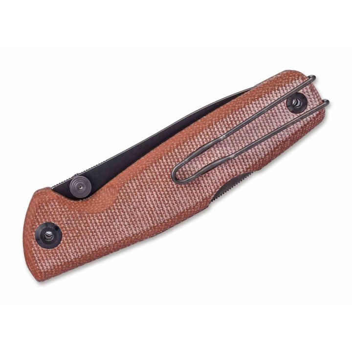 Couteau Real Steel RSK Yak Natural Lame Nessmuk Acier 14C28N Manche Micarta Sécurité Lockback Clip RS7871NM - Livraison Gratuite