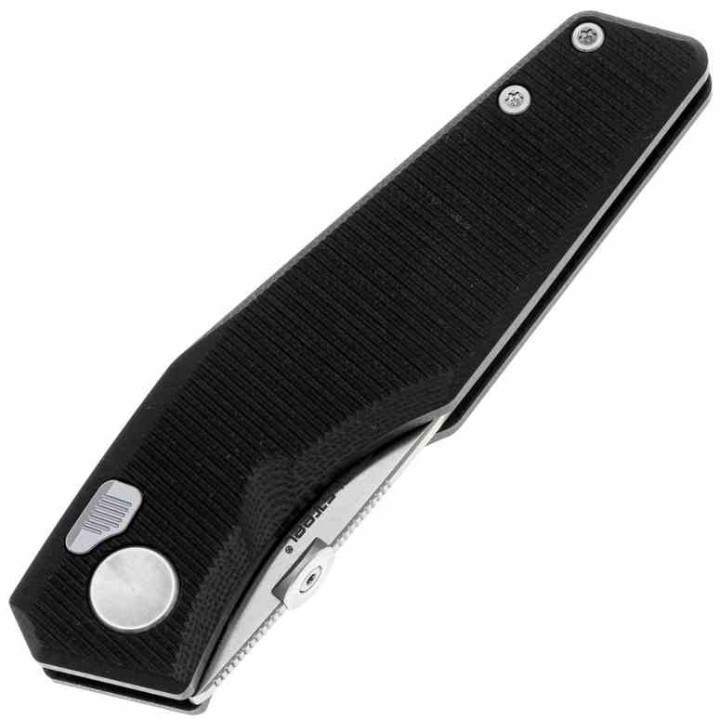 Couteau Real Steel Spectrum Black Lame Acier Nitro V Manche G10 IKBS Button Lock RS7142BS - Livraison Gratuite