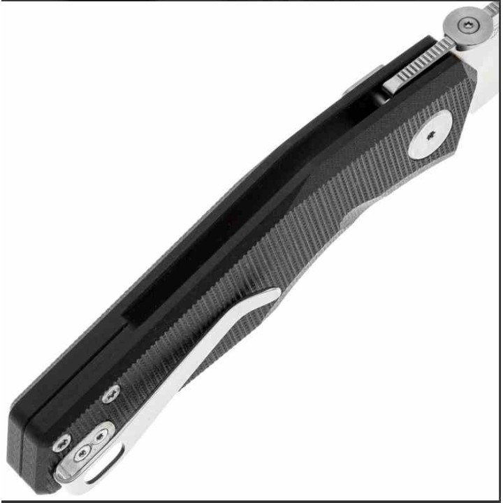 Couteau Real Steel Spectrum Black Lame Acier Nitro V Manche G10 IKBS Button Lock RS7142BS - Livraison Gratuite