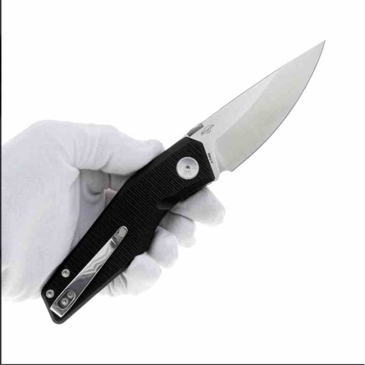 Couteau Real Steel Spectrum Black Lame Acier Nitro V Manche G10 IKBS Button Lock RS7142BS - Livraison Gratuite