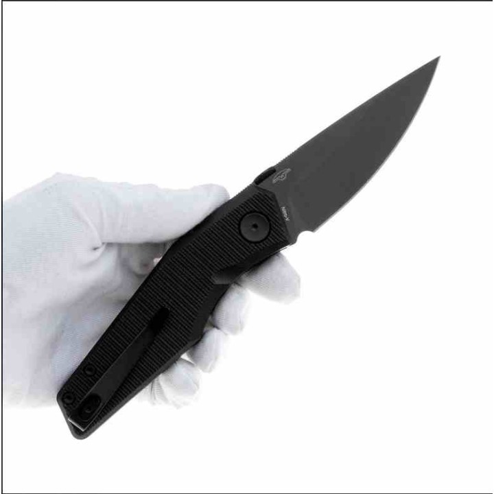 Couteau Real Steel Spectrum Black Lame Acier Nitro V Black Manche G10 IKBS Button Lock RS7142BB - Livraison Gratuite