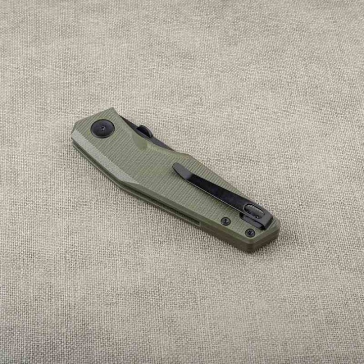 Couteau Real Steel Spectrum Green Lame Acier Nitro V Black Manche G10 IKBS Button Lock RS7142GB - Livraison Gratuite