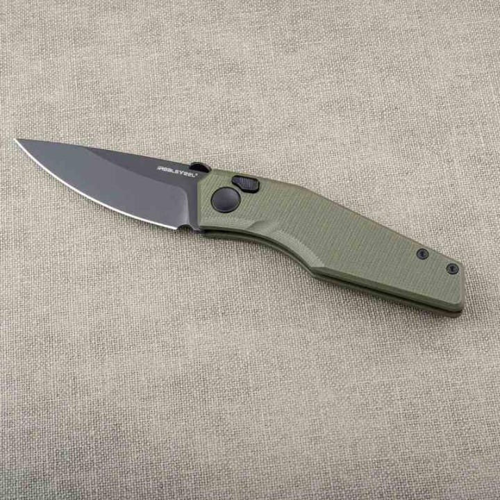 Couteau Real Steel Spectrum Green Lame Acier Nitro V Black Manche G10 IKBS Button Lock RS7142GB - Livraison Gratuite