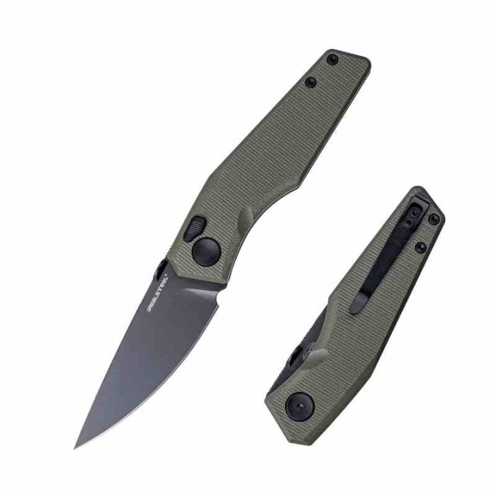Couteau Real Steel Spectrum Green Lame Acier Nitro V Black Manche G10 IKBS Button Lock RS7142GB - Livraison Gratuite