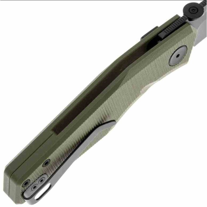 Couteau Real Steel Spectrum Green Lame Acier Nitro V Black Manche G10 IKBS Button Lock RS7142GB - Livraison Gratuite