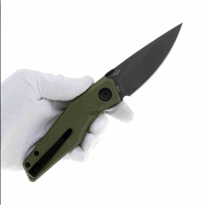 Couteau Real Steel Spectrum Green Lame Acier Nitro V Black Manche G10 IKBS Button Lock RS7142GB - Livraison Gratuite