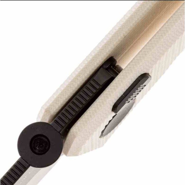 Couteau Real Steel Spectrum Tan Lame Acier Nitro V Black Manche G10 IKBS Button Lock RS7142IB - Livraison Gratuite