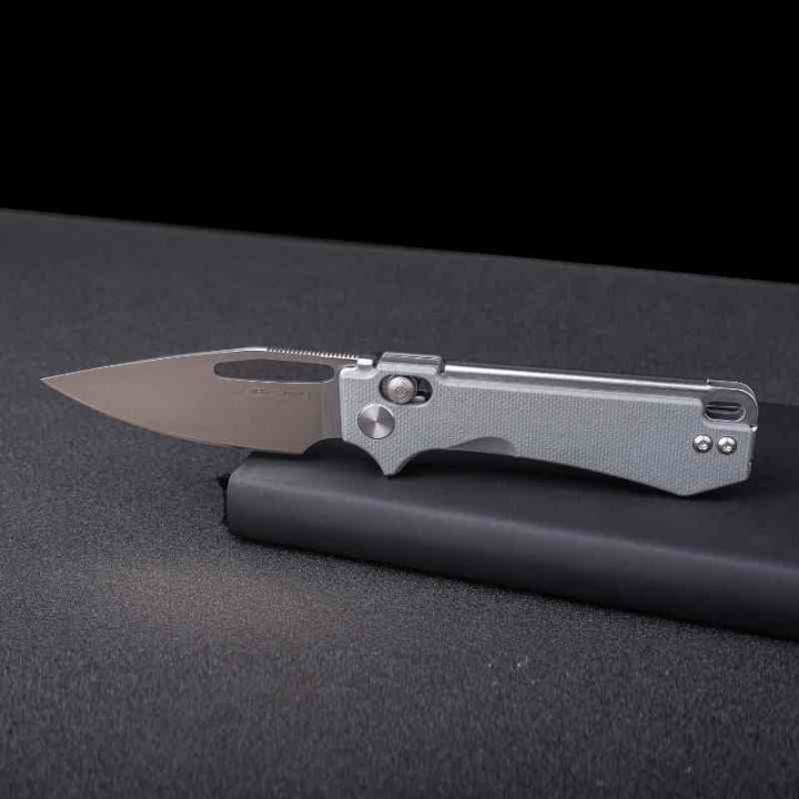 Couteau Real Steel Vis Gray Lame Acier 12C27N Manche G10 Crossbar Lock IKBS Clip RS8051HS - Livraison Gratuite