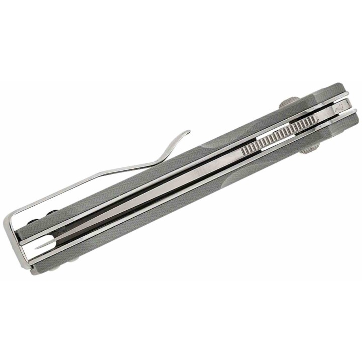 Couteau Real Steel Vis Gray Lame Acier 12C27N Manche G10 Crossbar Lock IKBS Clip RS8051HS - Livraison Gratuite