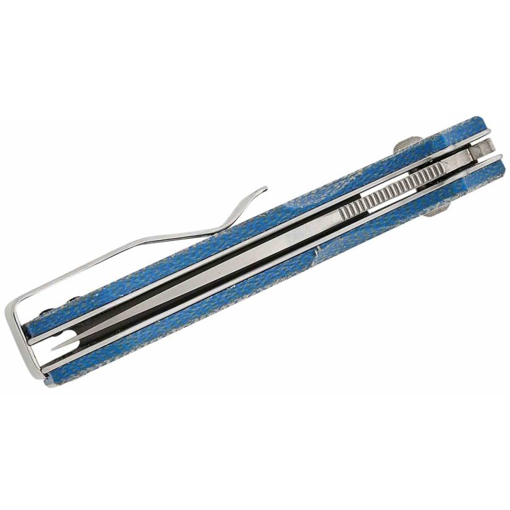 Couteau Real Steel Vis Denim Lame Acier 12C27N Manche Micarta Crossbar Lock IKBS Clip RS8051DM - Livraison Gratuite