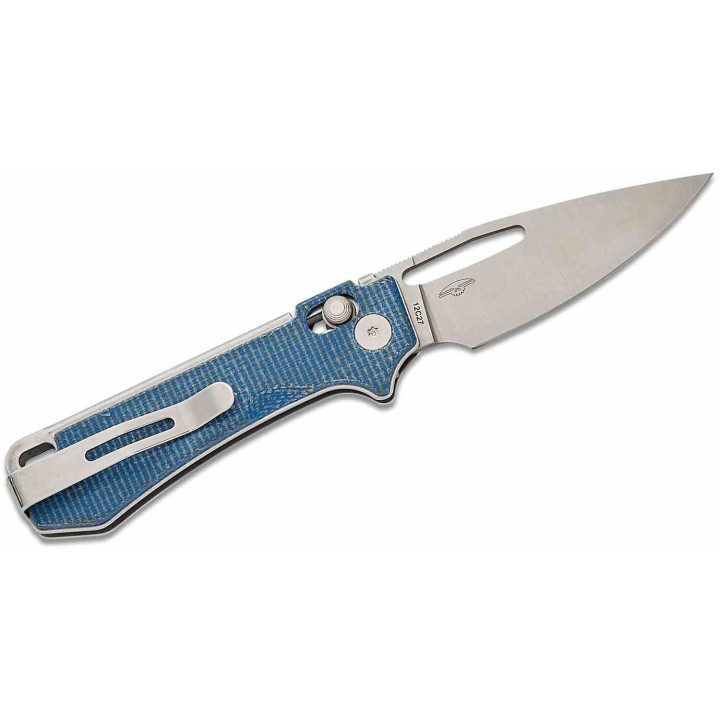 Couteau Real Steel Vis Denim Lame Acier 12C27N Manche Micarta Crossbar Lock IKBS Clip RS8051DM - Livraison Gratuite