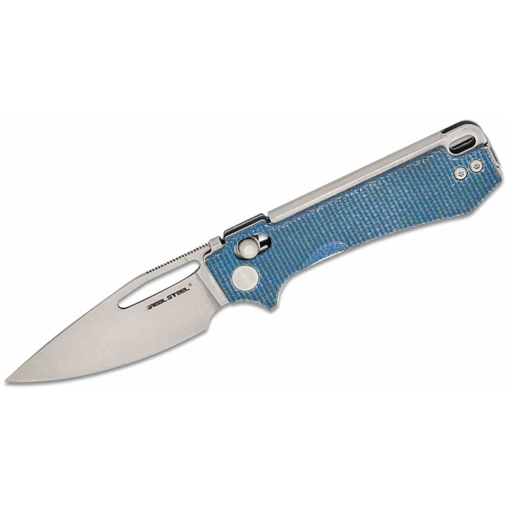 Couteau Real Steel Vis Denim Lame Acier 12C27N Manche Micarta Crossbar Lock IKBS Clip RS8051DM - Livraison Gratuite