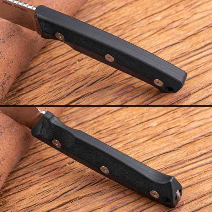 Couteau Real Steel Thorn Black Lame Acier K110 Manche G10 Étui Cuir RS3621BS - Livraison Gratuite