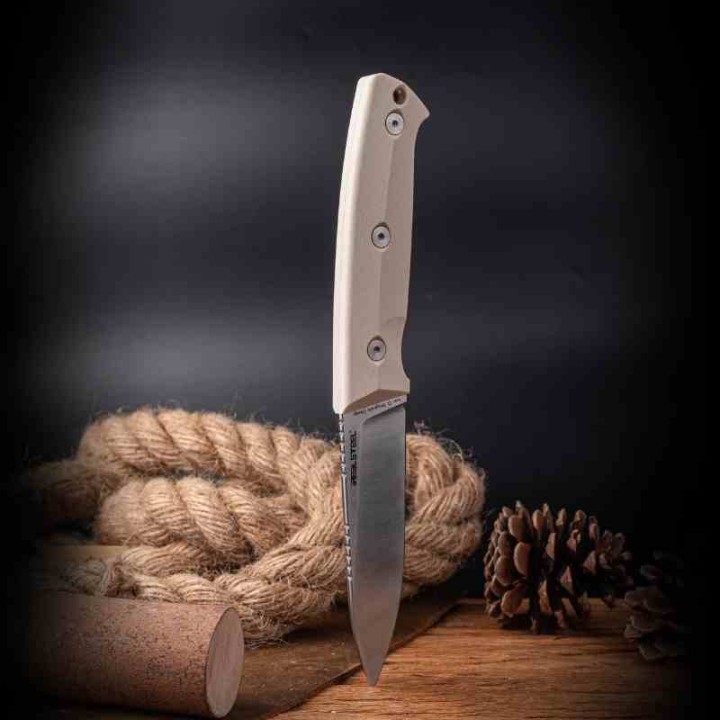 Couteau Real Steel Thorn Ivory Lame Acier K110 Manche G10 Étui Cuir RS3621IS - Livraison Gratuite