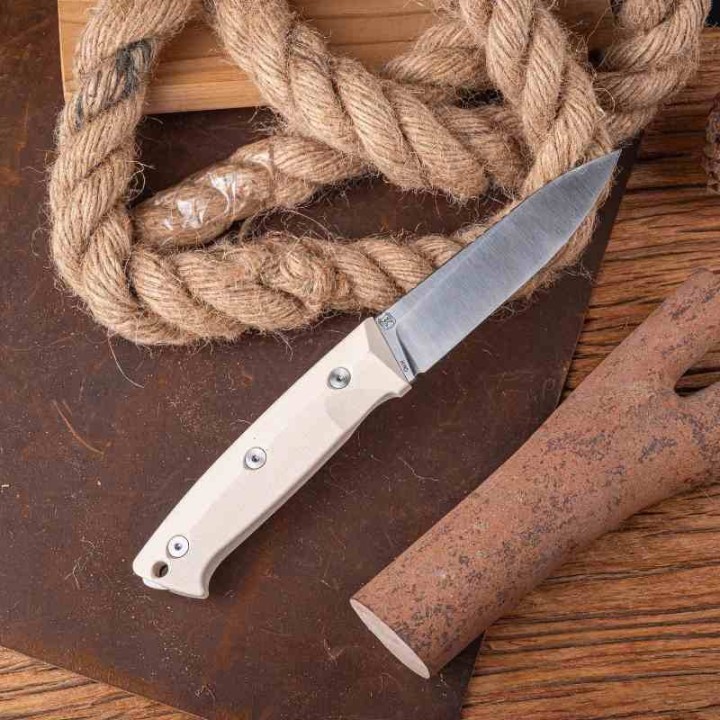 Couteau Real Steel Thorn Ivory Lame Acier K110 Manche G10 Étui Cuir RS3621IS - Livraison Gratuite