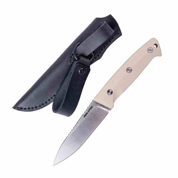 Couteau Real Steel Thorn Ivory Lame Acier K110 Manche G10 Étui Cuir RS3621IS - Livraison Gratuite
