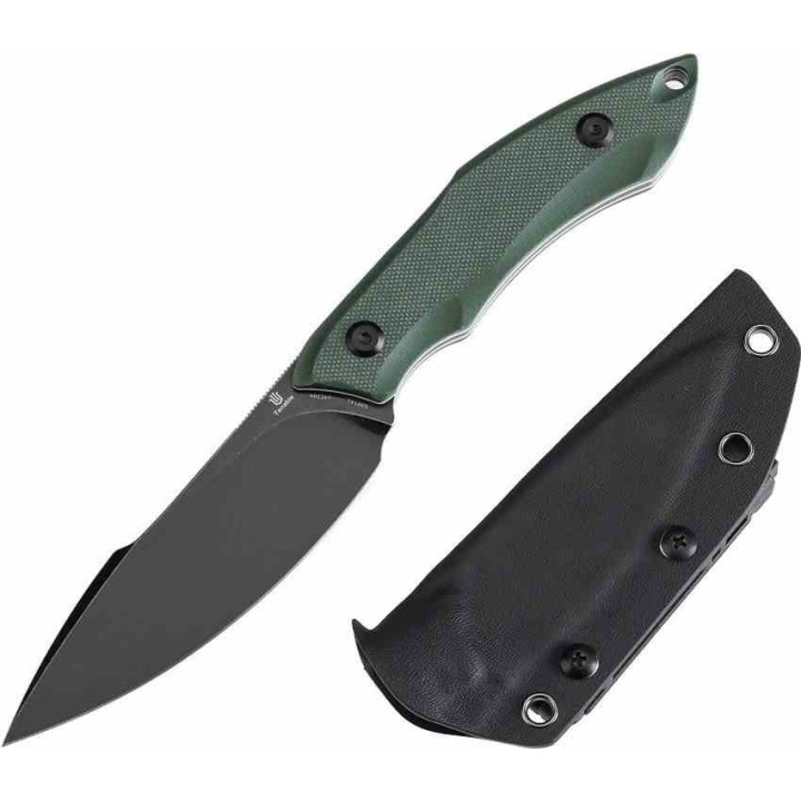 Couteau Tenable Luccio Green Lame Harpon Acier Sandvik 14C28N Manche G-10 Etui Kydex G007A1 - Livraison Gratuite
