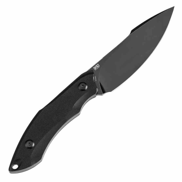 Couteau Tenable Luccio Black Lame Harpon Acier Sandvik 14C28N Manche G-10 Etui Kydex G007A2 - Livraison Gratuite
