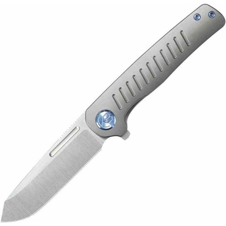 Couteau Kubey Steelhead Gray Lame Acier M390 Manche Titane Liner Lock IKBS Clip KUB315A - Livraison Gratuite