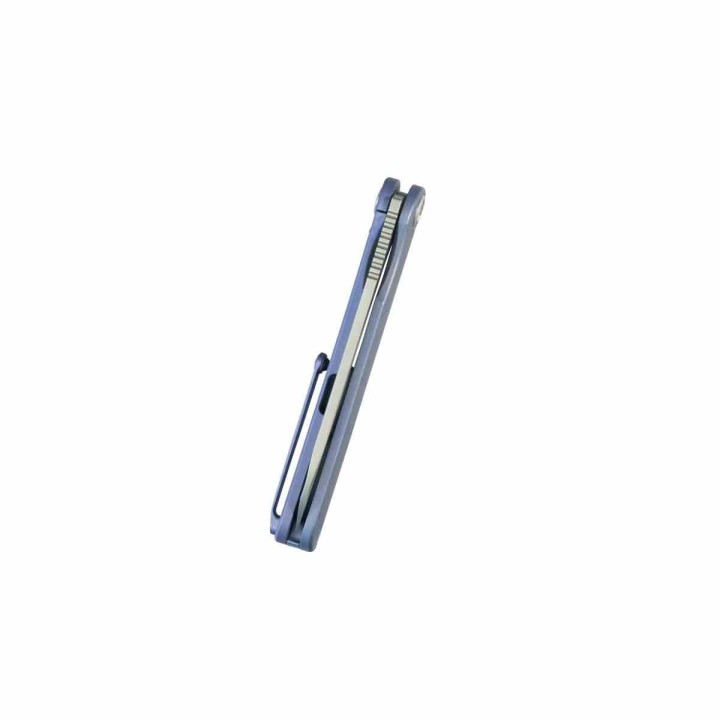 Couteau Kubey Dandy Blue Lame Sheepsfoot Acier S90V Manche Titane Frame Lock IKBS Clip KUB247K - Livraison Gratuite
