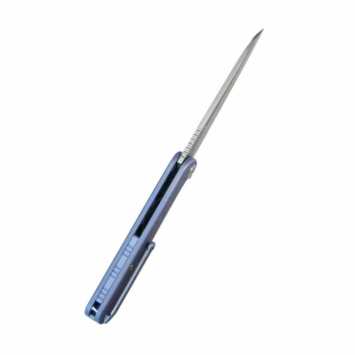 Couteau Kubey Dandy Blue Lame Sheepsfoot Acier S90V Manche Titane Frame Lock IKBS Clip KUB247K - Livraison Gratuite