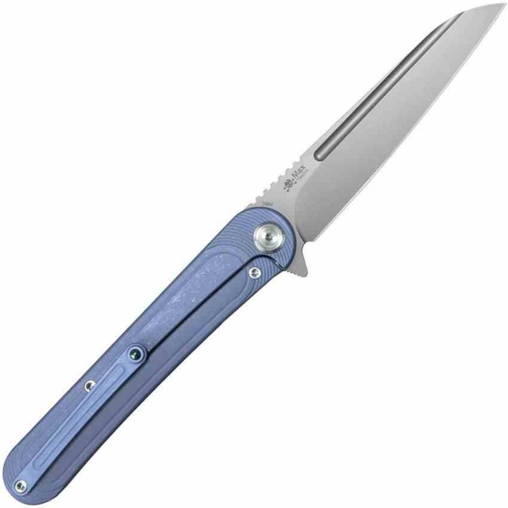 Couteau Kubey Dandy Blue Lame Sheepsfoot Acier S90V Manche Titane Frame Lock IKBS Clip KUB247K - Livraison Gratuite