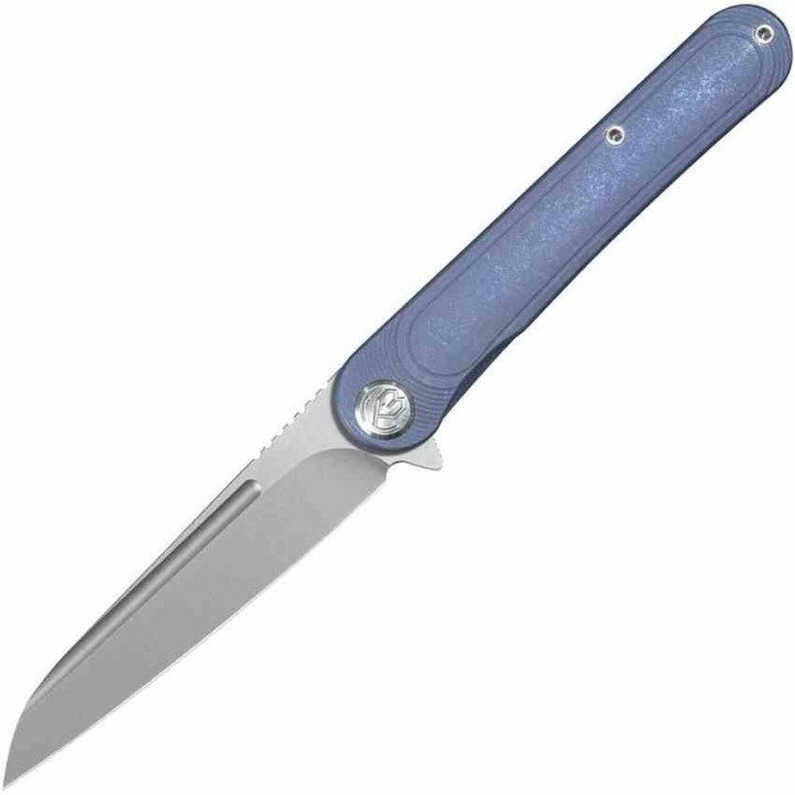 Couteau Kubey Dandy Blue Lame Sheepsfoot Acier S90V Manche Titane Frame Lock IKBS Clip KUB247K - Livraison Gratuite