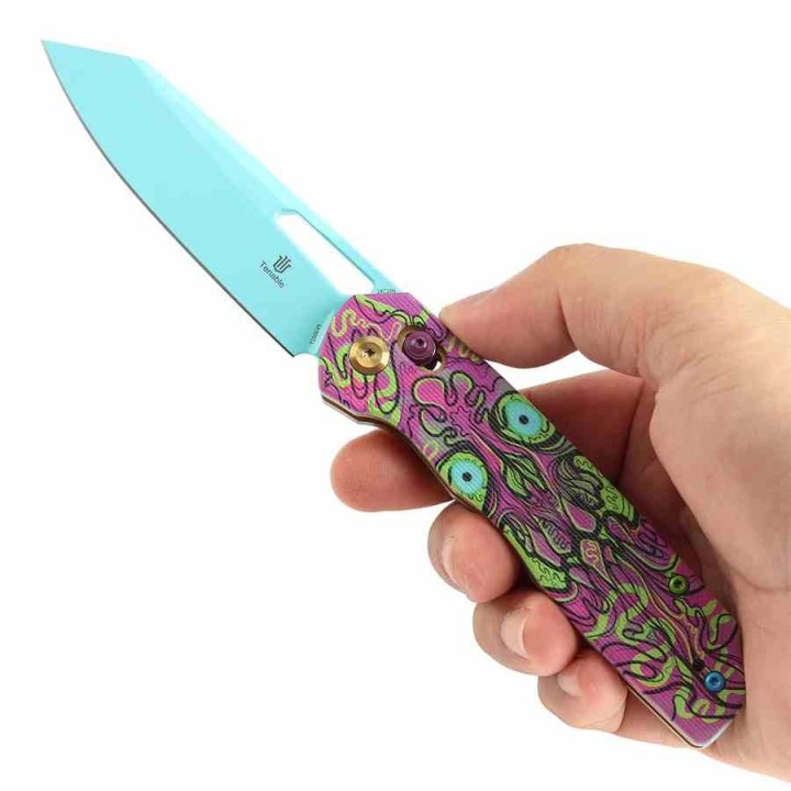 Couteau Tenable Shard Jade G10 & Purple Undead Reverse Tanto Acier 14C28N Crossbar Lock T1006V9  - Livraison Gratuite
