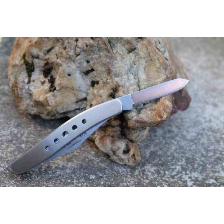 Lot de 2 Couteau Silver Falcon 2 Lames Clip Point & Pen Acier VG-10 Manche Acier Slip Joint SF593 - Livraison Gratuite