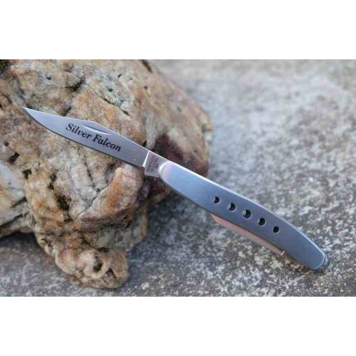 Lot de 2 Couteau Silver Falcon 2 Lames Clip Point & Pen Acier VG-10 Manche Acier Slip Joint SF593 - Livraison Gratuite