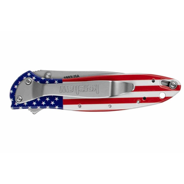 Couteau Kershaw Leek USA Flag Lame Acier 14C28N Manche Aluminium A/O LinerLock USA KS1660USA - Livraison Gratuite
