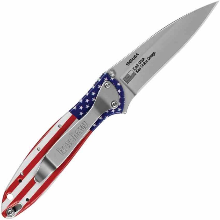 Couteau Kershaw Leek USA Flag Lame Acier 14C28N Manche Aluminium A/O LinerLock USA KS1660USA - Livraison Gratuite
