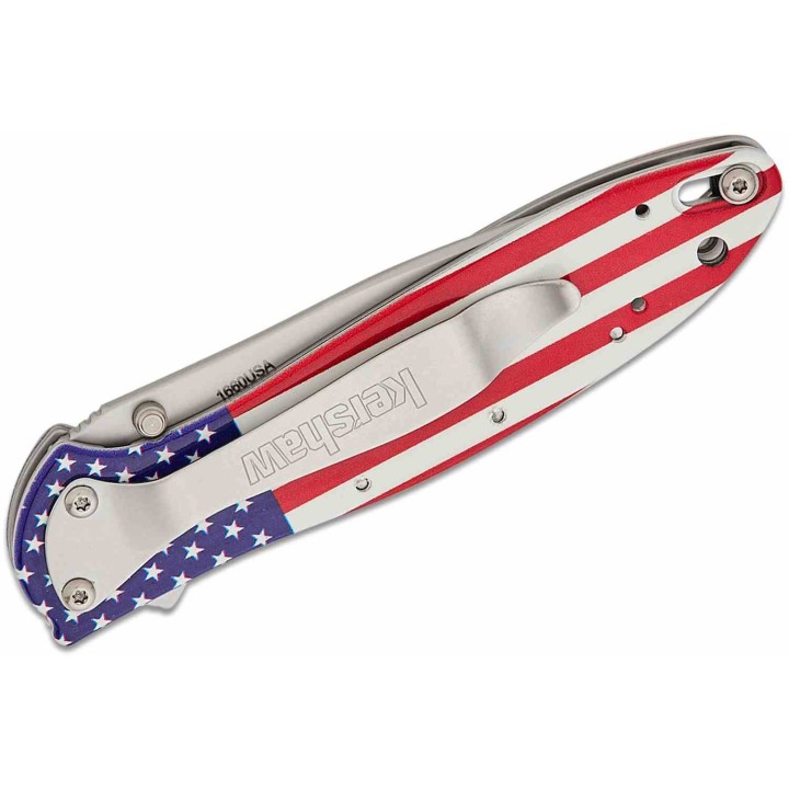 Couteau Kershaw Leek USA Flag Lame Acier 14C28N Manche Aluminium A/O LinerLock USA KS1660USA - Livraison Gratuite