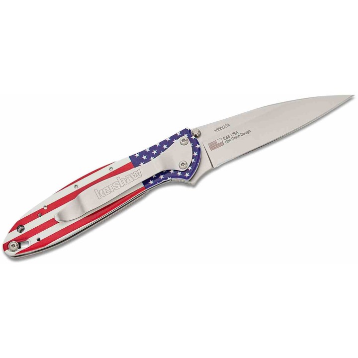 Couteau Kershaw Leek USA Flag Lame Acier 14C28N Manche Aluminium A/O LinerLock USA KS1660USA - Livraison Gratuite