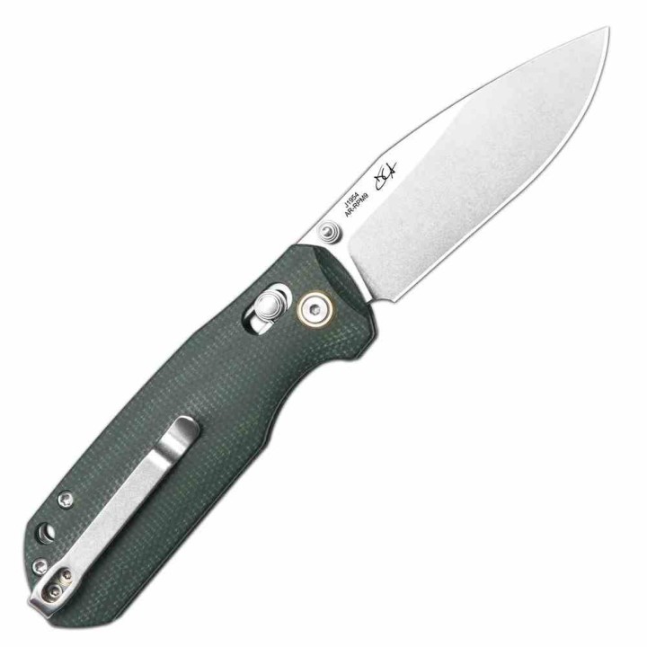 Couteau CJRB Maximal Green Lame Acier AR-RPM9 Manche Micarta Crossbar Lock Clip J1954MGN - Livraison Gratuite