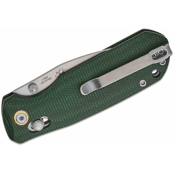 Couteau CJRB Maximal Green Lame Acier AR-RPM9 Manche Micarta Crossbar Lock Clip J1954MGN - Livraison Gratuite