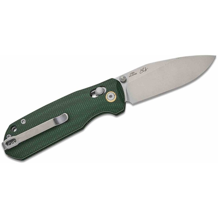 Couteau CJRB Maximal Green Lame Acier AR-RPM9 Manche Micarta Crossbar Lock Clip J1954MGN - Livraison Gratuite