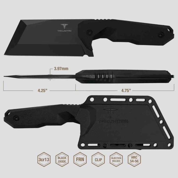 Couteau Takumitak Antidote Cleaver Lame Acier 3Cr13 Manche FRN Étui FRN TKF308 - Livraison Gratuite