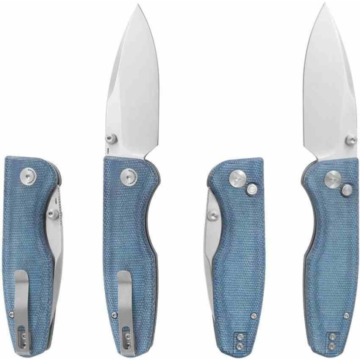 Couteau CMB Predator V3 Blue Lame Acier 14C28N Manche Micarta Button Lock IKBS CMB19D - Livraison Gratuite
