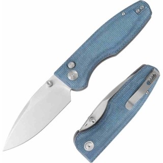 Couteau CMB Predator V3 Blue Lame Acier 14C28N Manche Micarta Button Lock IKBS CMB19D - Livraison Gratuite