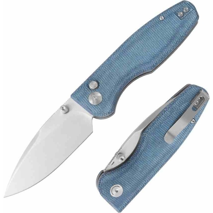 Couteau CMB Predator V3 Blue Lame Acier 14C28N Manche Micarta Button Lock IKBS CMB19D - Livraison Gratuite